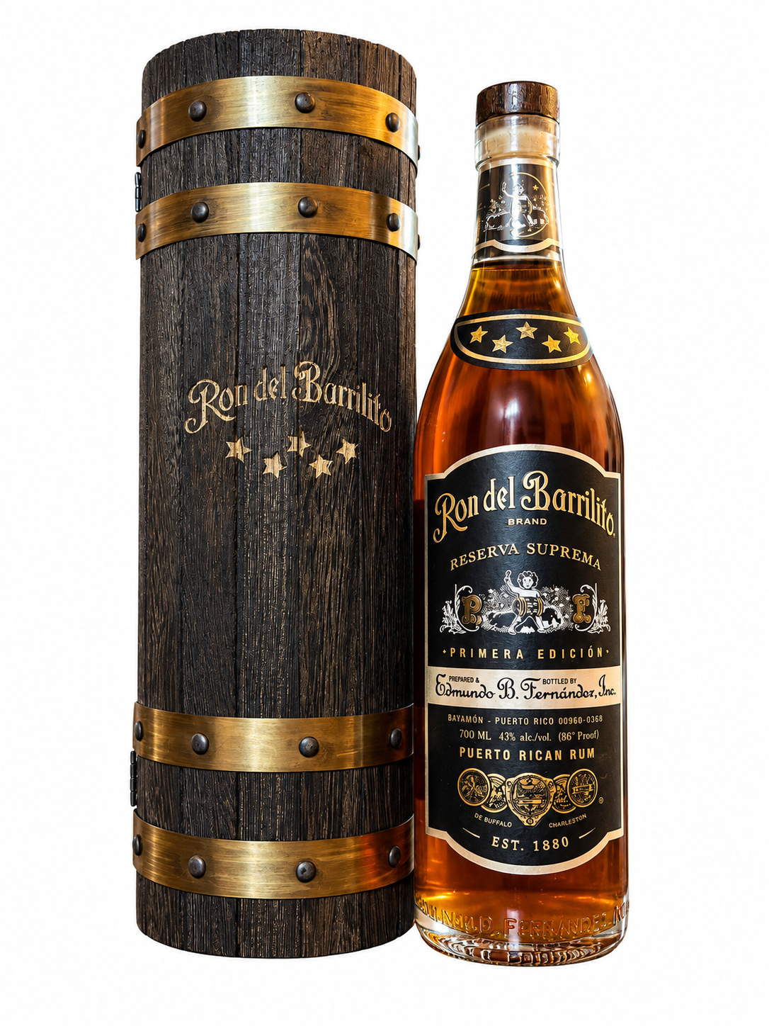 Ron del Barrilito 5 Estrellas con su estuche de madera